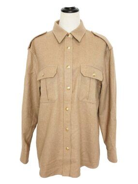 CELINE Beige Camel Hair Felt Army Military Top Shirt 36 / 4